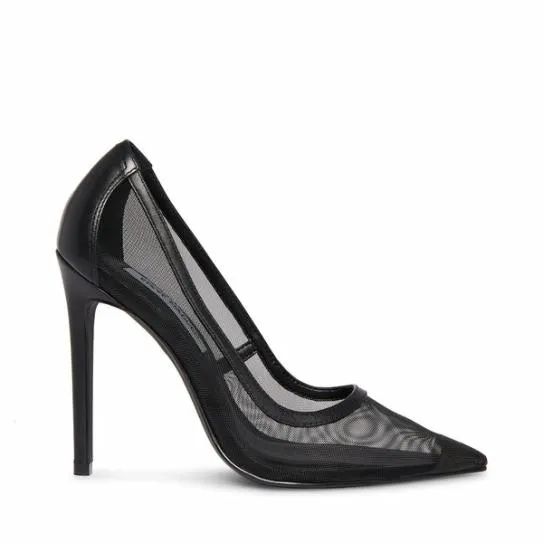 Women VIRTUE BLACK LEATHER Black Leather Steve Madden Heels