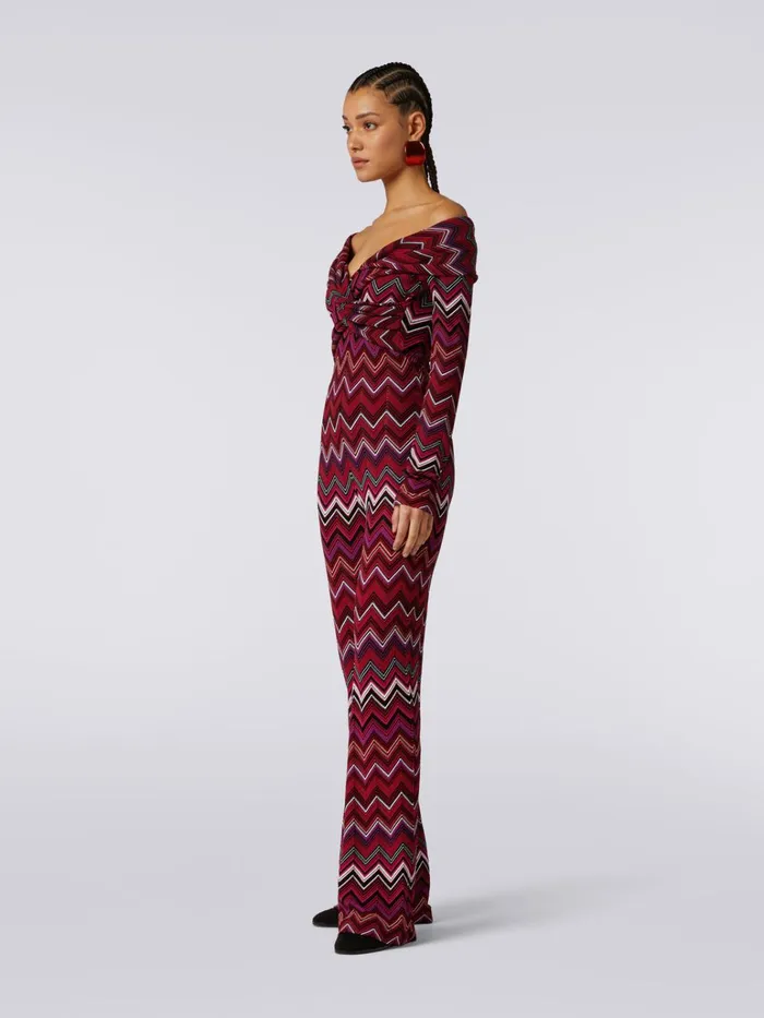 Women Viscose Blend Chevron Jumpsuit With Bardot Neckline Multicoloured Missoni Dresses Women Viscose Blend Chevron Jumpsuit With Bardot Neckline Multicoloured Missoni Dresses