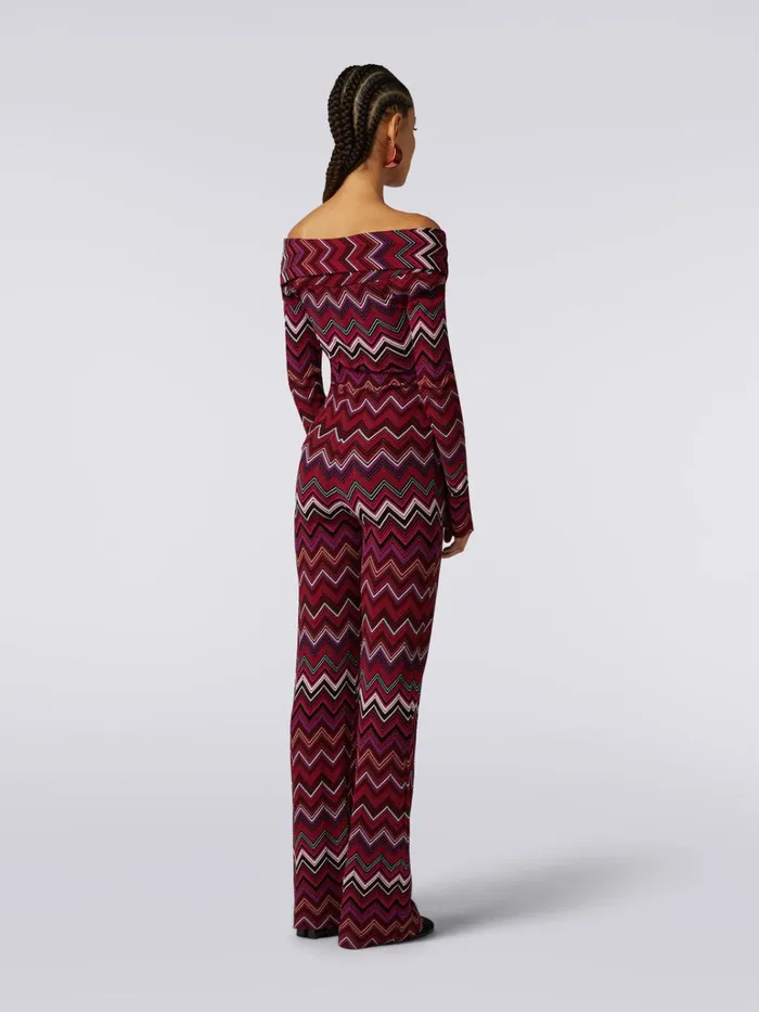 Women Viscose Blend Chevron Jumpsuit With Bardot Neckline Multicoloured Missoni Dresses Women Viscose Blend Chevron Jumpsuit With Bardot Neckline Multicoloured Missoni Dresses