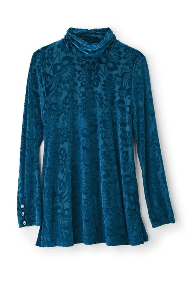 Women Walden Velvet Turtleneck Frozen Fjord Soft Surroundings Tops Women Walden Velvet Turtleneck Frozen Fjord Soft Surroundings Tops