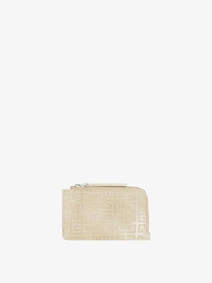 Women Wallets and Card Holders Givenchy Giv Cut Zipped Cardholder In 4G Lurex And Leather Dusty Golden