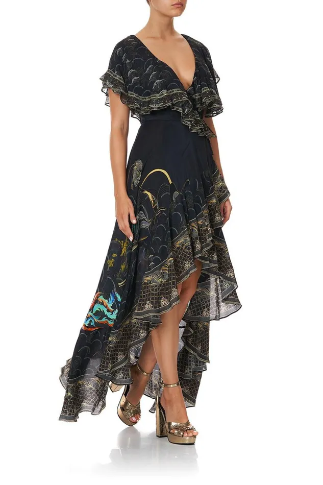 Women Wedding Guest Dresses Camilla Frill Sleeve Long Dress Wise Wings