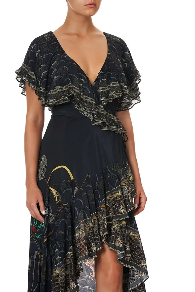 Women Wedding Guest Dresses Camilla Frill Sleeve Long Dress Wise Wings
