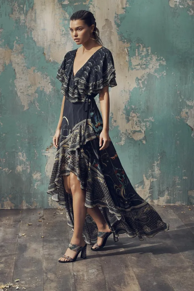 Women Wedding Guest Dresses Camilla Frill Sleeve Long Dress Wise Wings