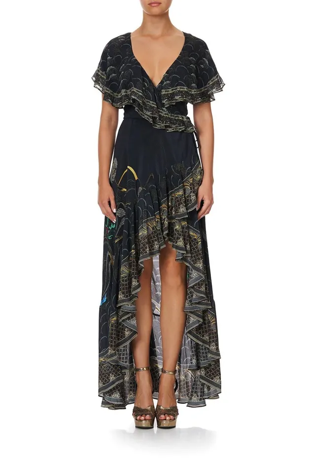 Women Wedding Guest Dresses Camilla Frill Sleeve Long Dress Wise Wings