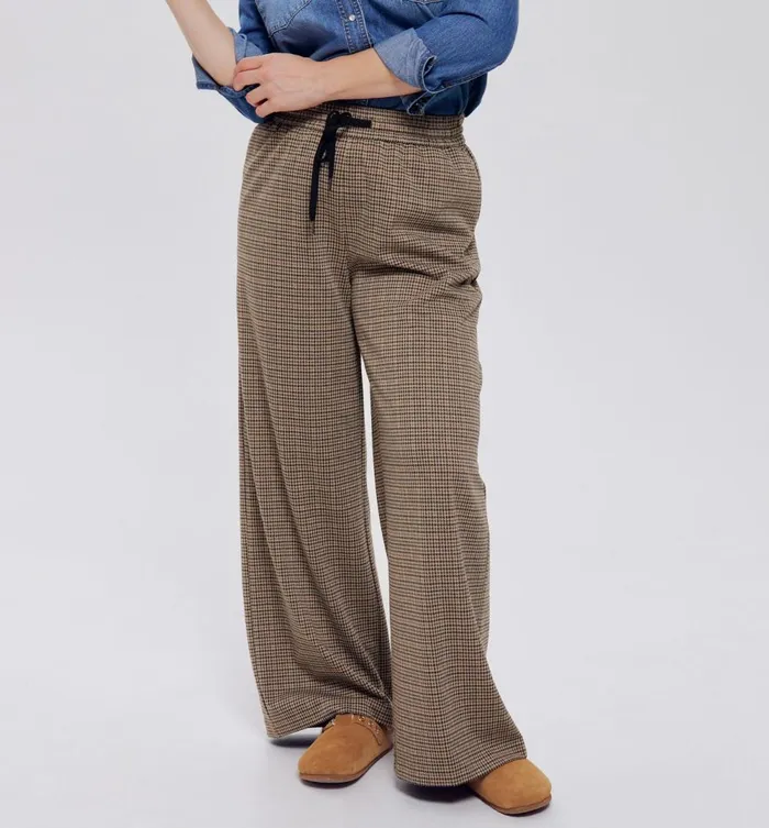Women Wideleg Jersey Trousers 8211 Multicolour Checks Promod Trousers Women Wideleg Jersey Trousers 8211 Multicolour Checks Promod Trousers