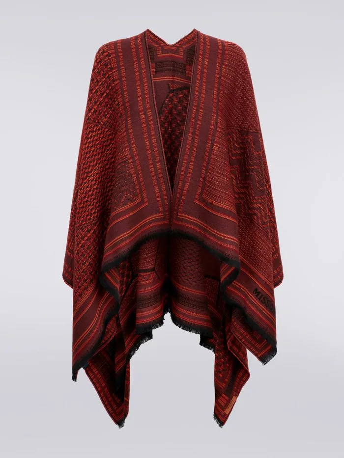 Women Wool Knit Cape With MultiWorked And Frayed Edges Multicoloured Missoni Coats and Jackets Women Wool Knit Cape With MultiWorked And Frayed Edges Multicoloured Missoni Coats and Jackets