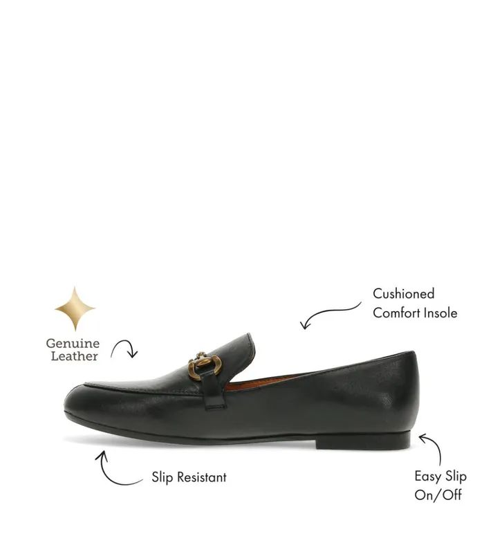 Women Wyatt Loafer Black Leather Baretraps Flats and Loafers