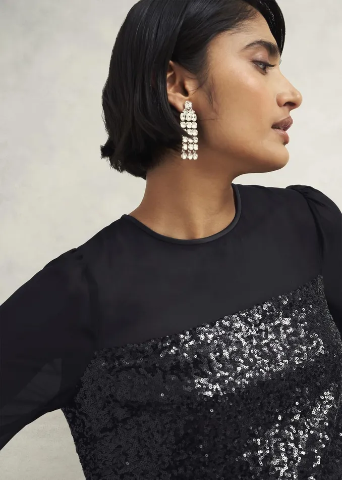 Women Zariah Sequin Top Black Hobbs Tops