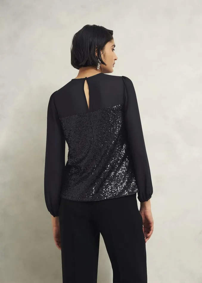 Women Zariah Sequin Top Black Hobbs Tops