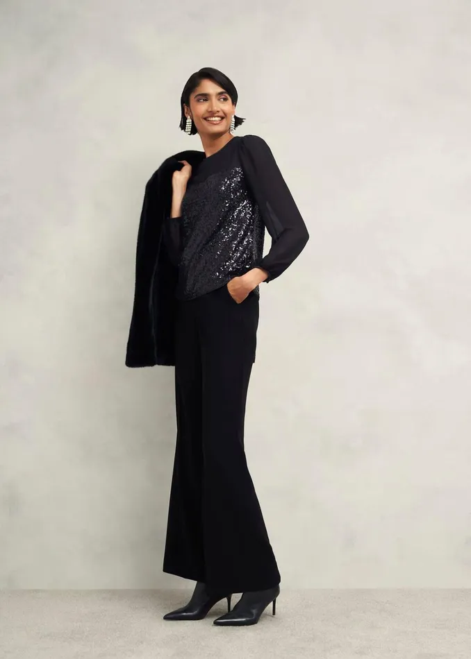 Women Zariah Sequin Top Black Hobbs Tops