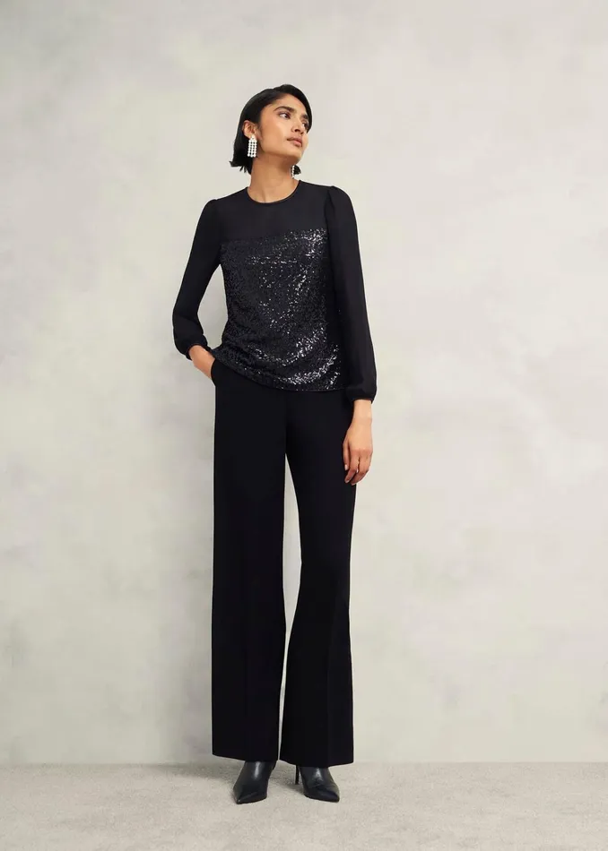 Women Zariah Sequin Top Black Hobbs Tops