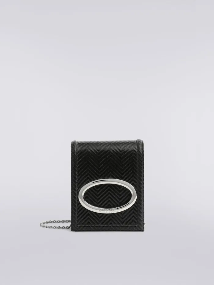 Women Zigzag Fabric Shoulder Bag Black Missoni Bags