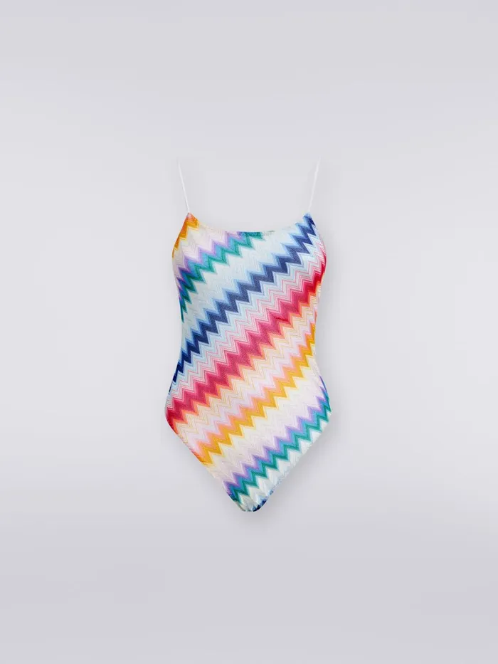 Women Zigzag OnePiece Swimming Costume With Lurex Multicoloured Missoni Swimsuits
