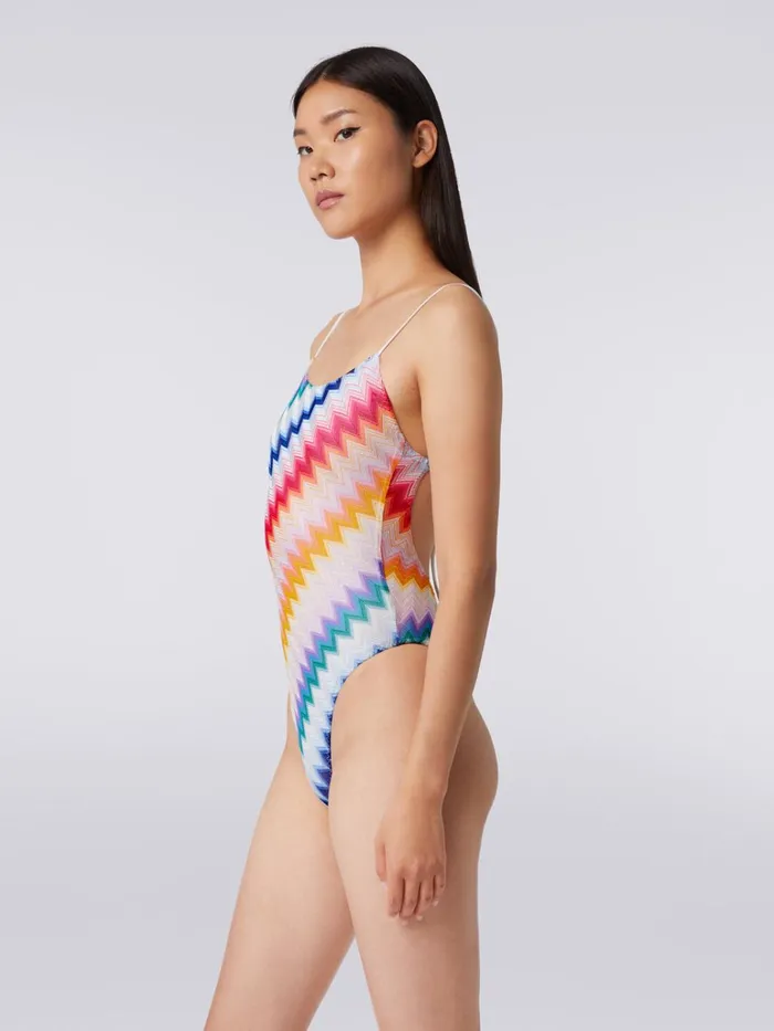 Women Zigzag OnePiece Swimming Costume With Lurex Multicoloured Missoni Swimsuits