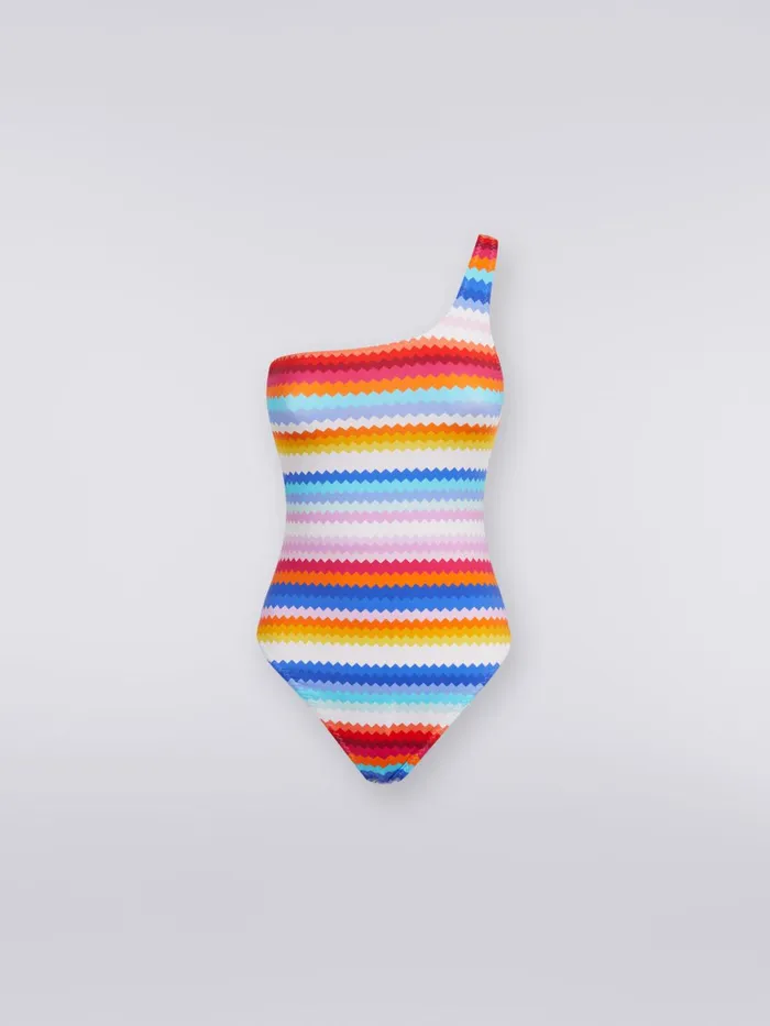 Women Zigzag Print OneShoulder OnePiece Swimming Costume Multicoloured Missoni Swimsuits Women Zigzag Print OneShoulder OnePiece Swimming Costume Multicoloured Missoni Swimsuits