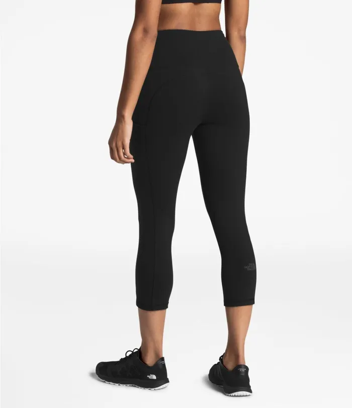Womens The North Face Active Bottoms Motivation Highrise Pocket Crop Tnf Black