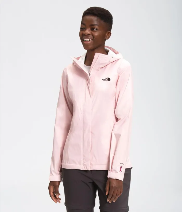 Womens The North Face Rainwear Pink Ribbon Venture 2 Jacket Purdy Pink