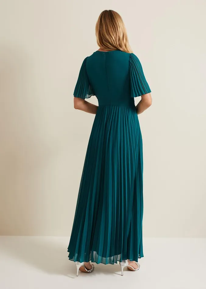 Yasmina Pleated Maxi Dress Green Women Phase Eight Dresses