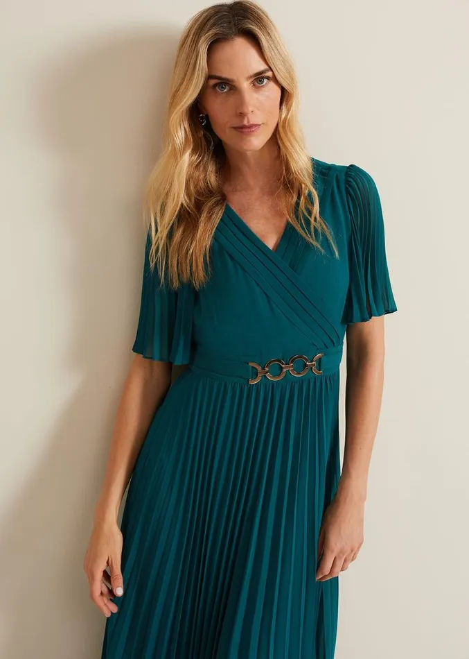 Yasmina Pleated Maxi Dress Green Women Phase Eight Dresses
