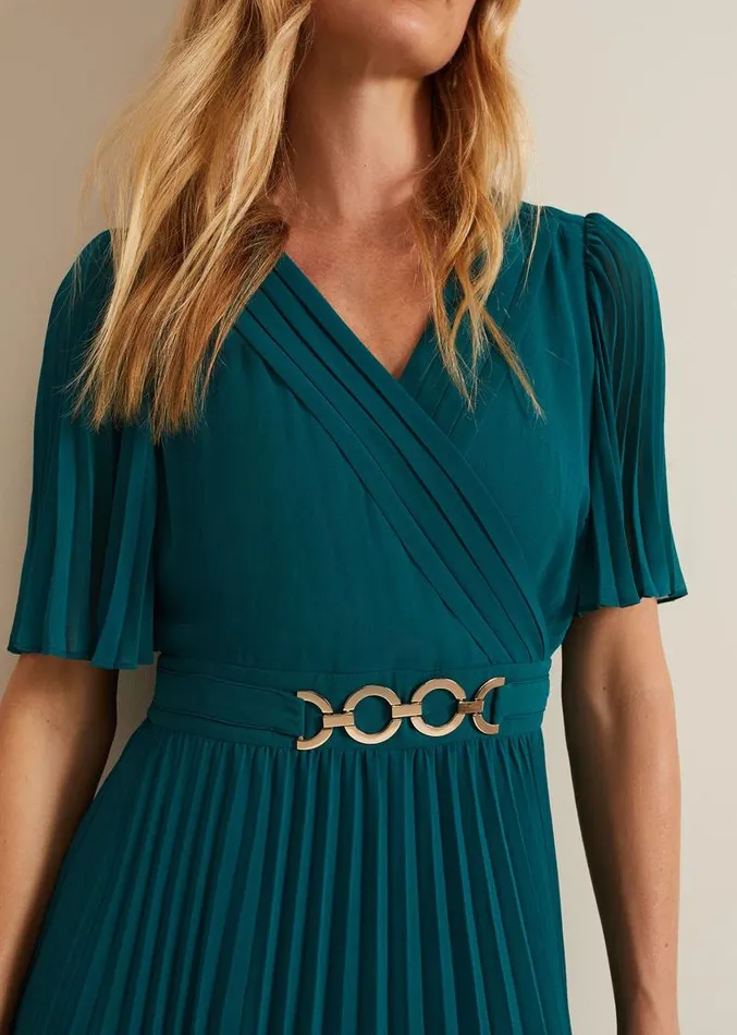 Yasmina Pleated Maxi Dress Green Women Phase Eight Dresses