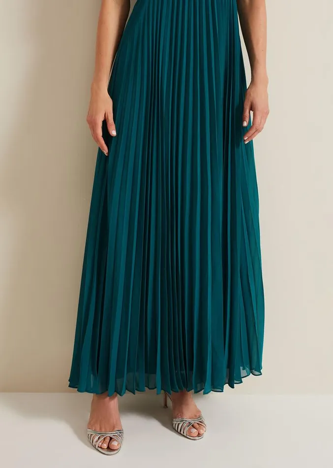 Yasmina Pleated Maxi Dress Green Women Phase Eight Dresses