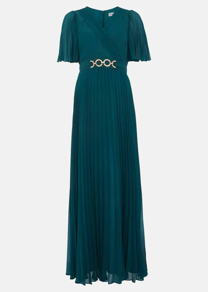 Yasmina Pleated Maxi Dress Green Women Phase Eight Dresses
