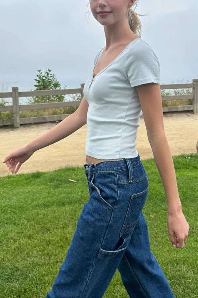 Zelly Top Pastel Blue Women Brandy Melville Basics