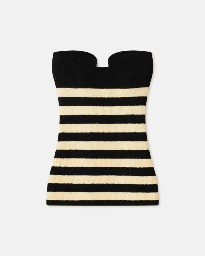 Zessa Striped TerryKnit Bandeau Top CremeOff Black Women Nanushka Knitwear
