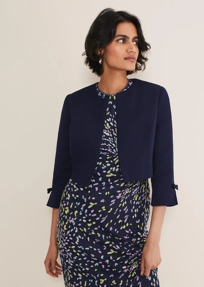 Zoelle Bow Detail Jacket French Navy Women Phase Eight Jackets
