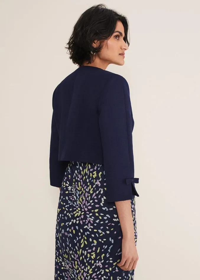 Zoelle Bow Detail Jacket French Navy Women Phase Eight Jackets