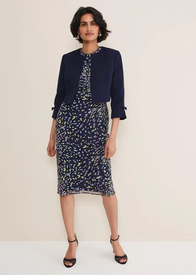 Zoelle Bow Detail Jacket French Navy Women Phase Eight Jackets