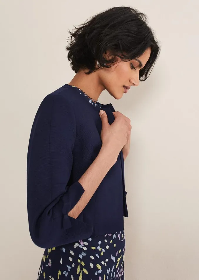 Zoelle Bow Detail Jacket French Navy Women Phase Eight Jackets